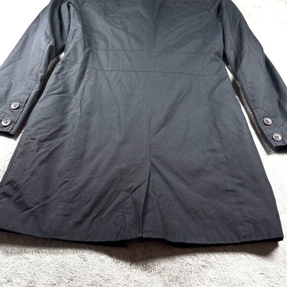 Eddie Bauer Women’s Medium Black Water Repellent Trench Coat Button Front - Picture 11 of 16